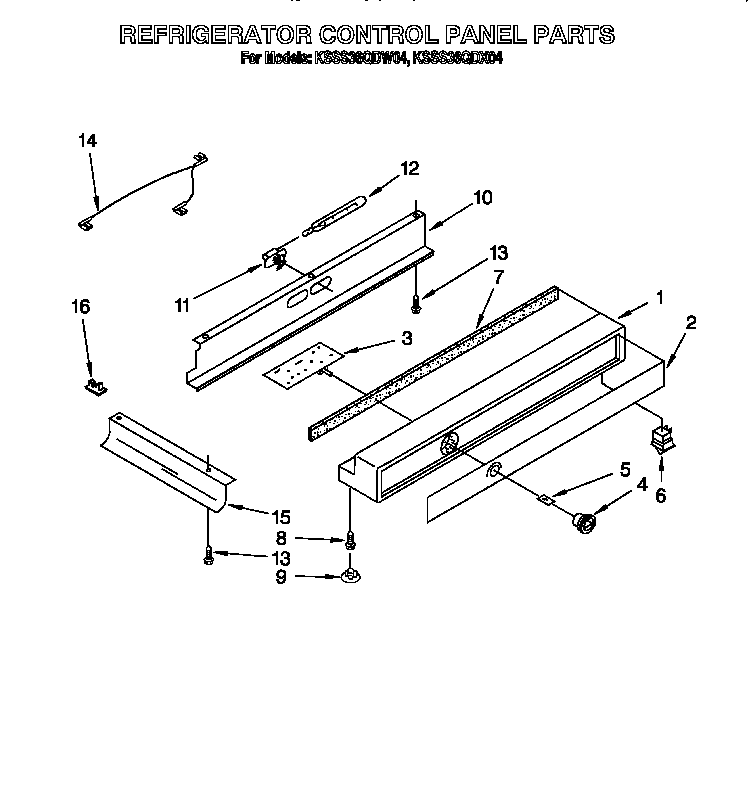KitchenAid KSSS36QDW04 refrigerator control panel diagram