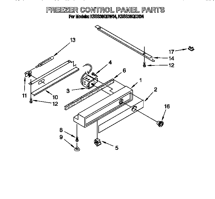 KitchenAid KSSS36QDW04 freezer control panel diagram