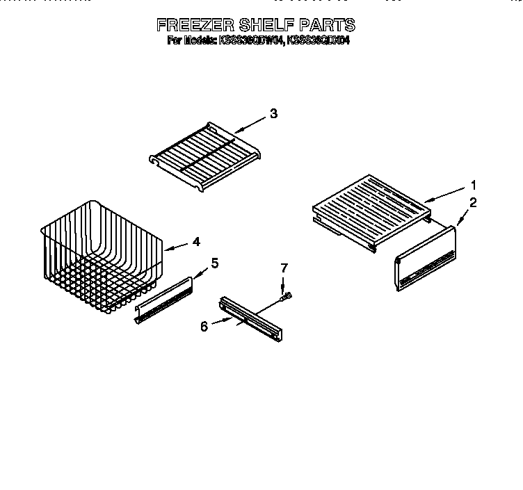 KitchenAid KSSS36QDW04 freezer shelf diagram