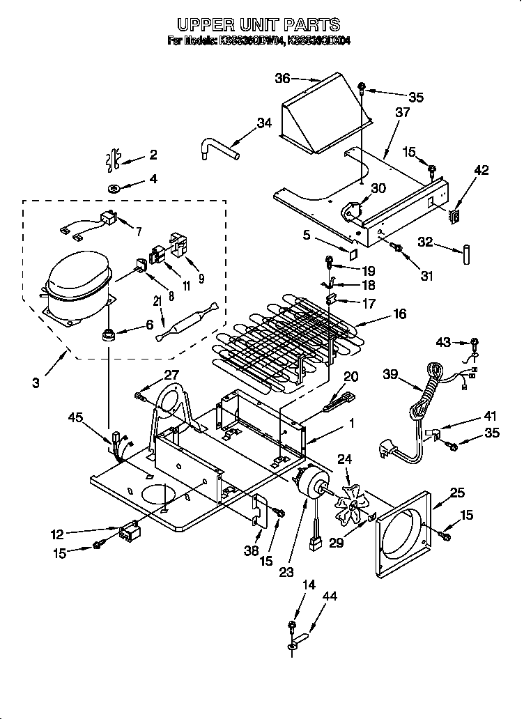 KitchenAid KSSS36QDW04 upper unit diagram