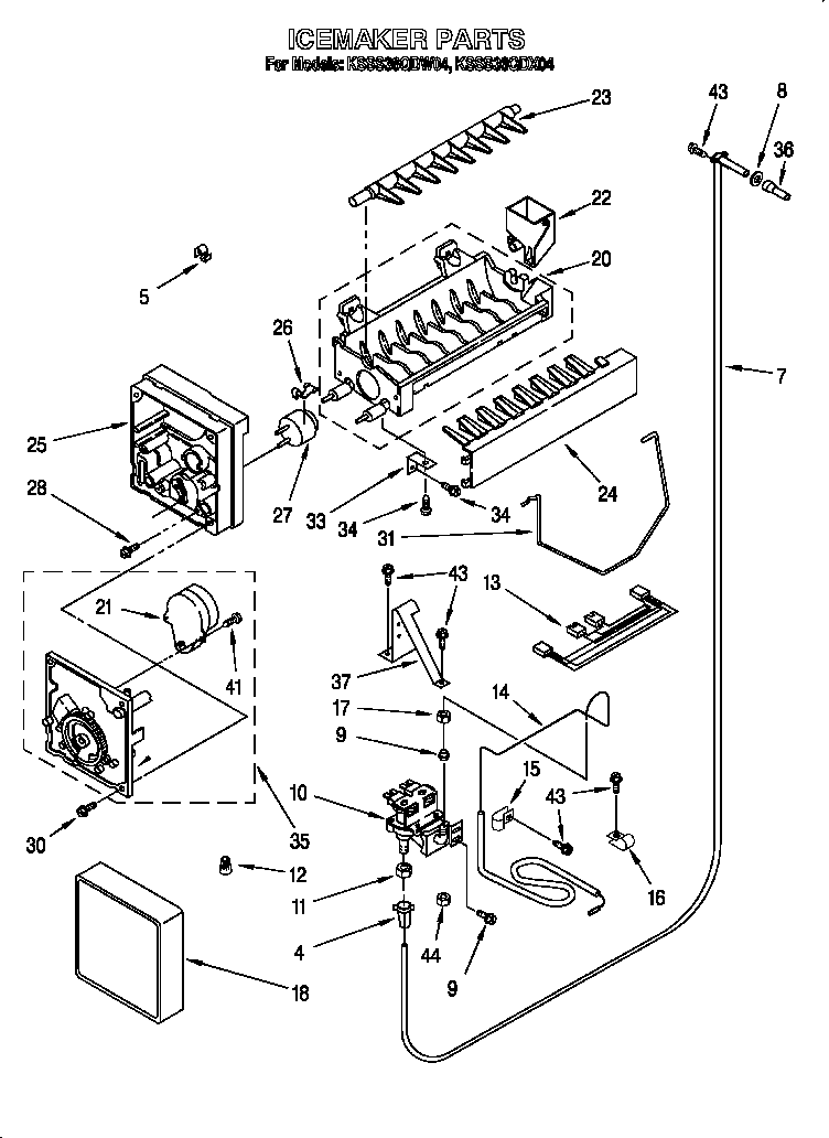 KitchenAid KSSS36QDW04 ice maker diagram