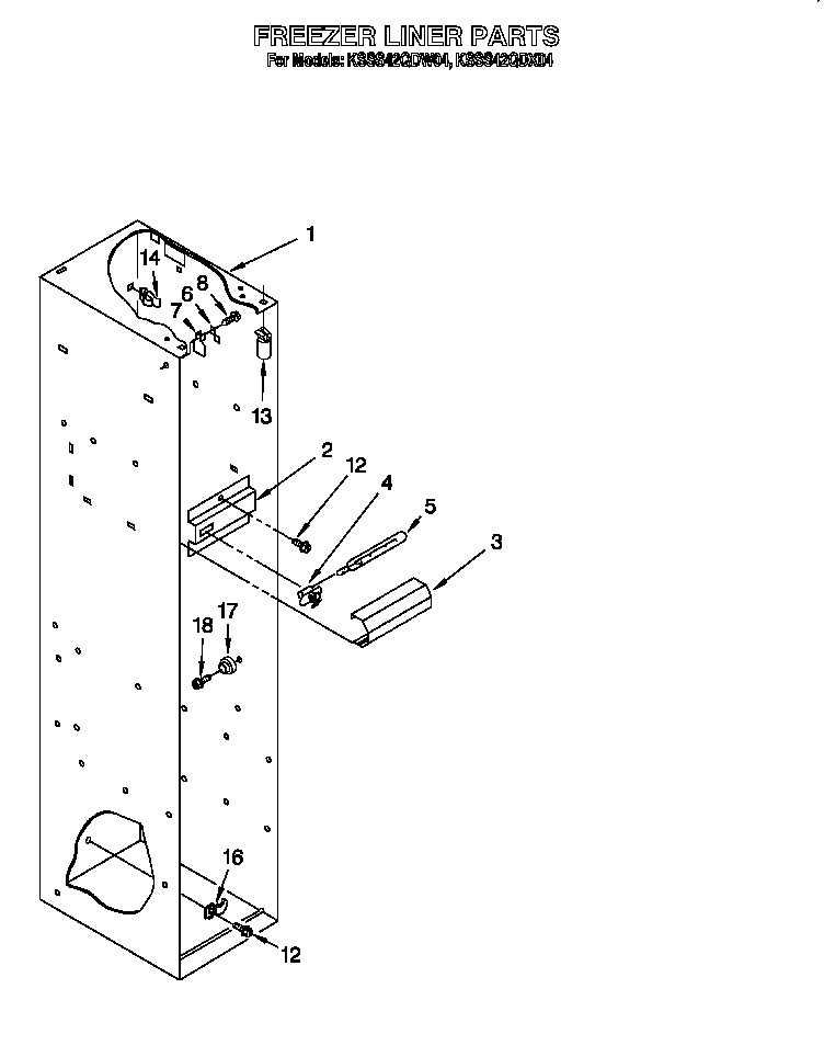 KitchenAid KSSS42QDX04 freezer liner diagram