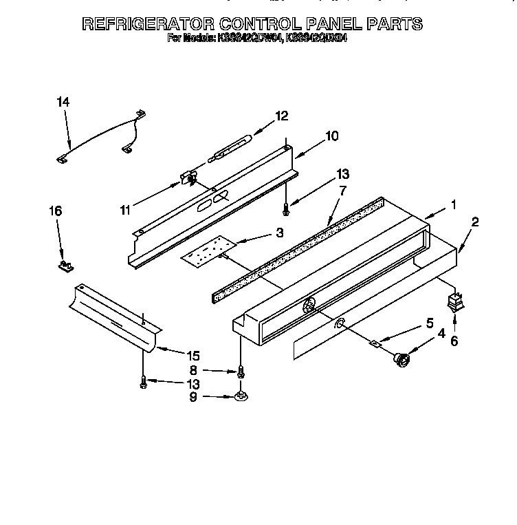 KitchenAid KSSS42QDX04 refrigerator control panel diagram