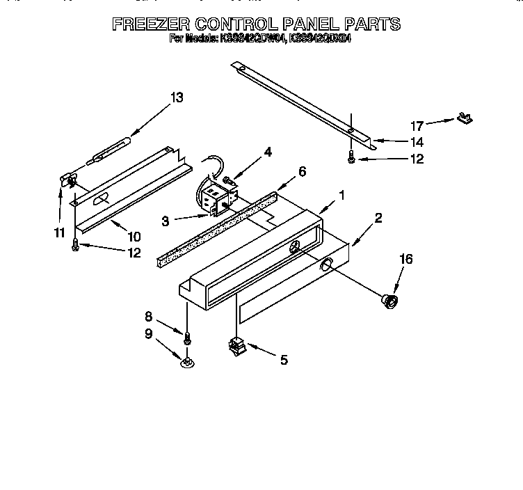 KitchenAid KSSS42QDX04 freezer control panel diagram