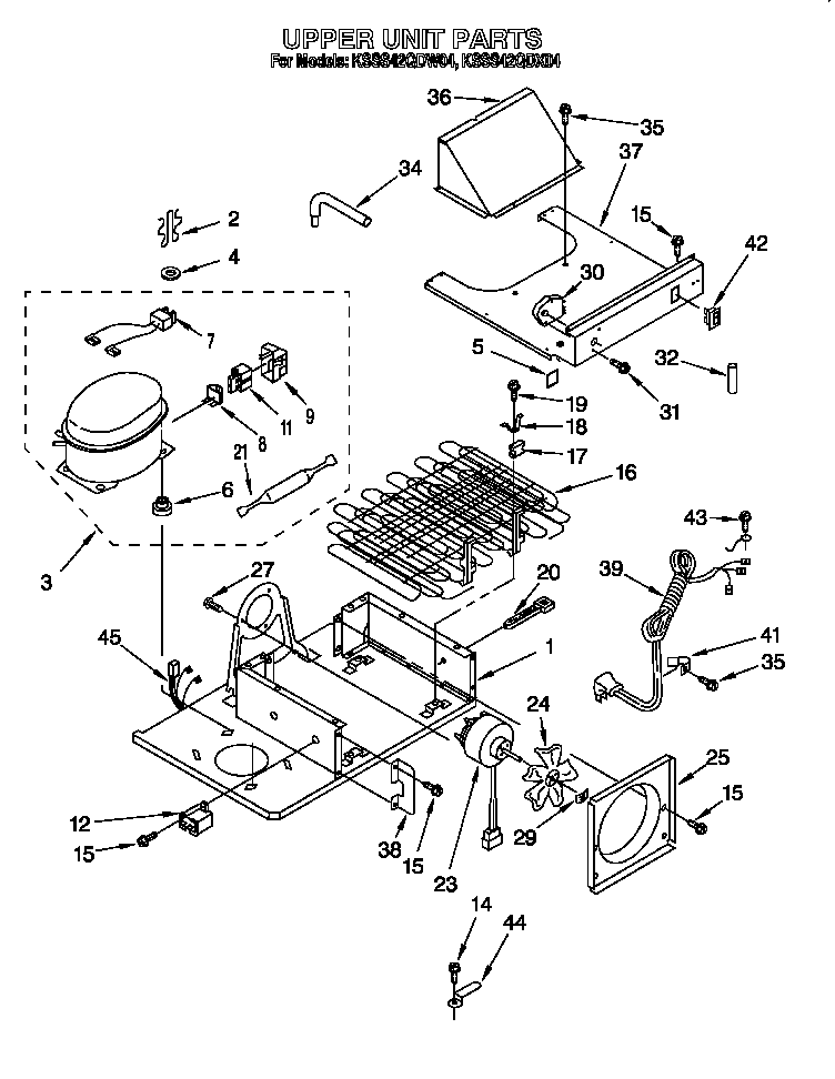 KitchenAid KSSS42QDX04 upper unit diagram