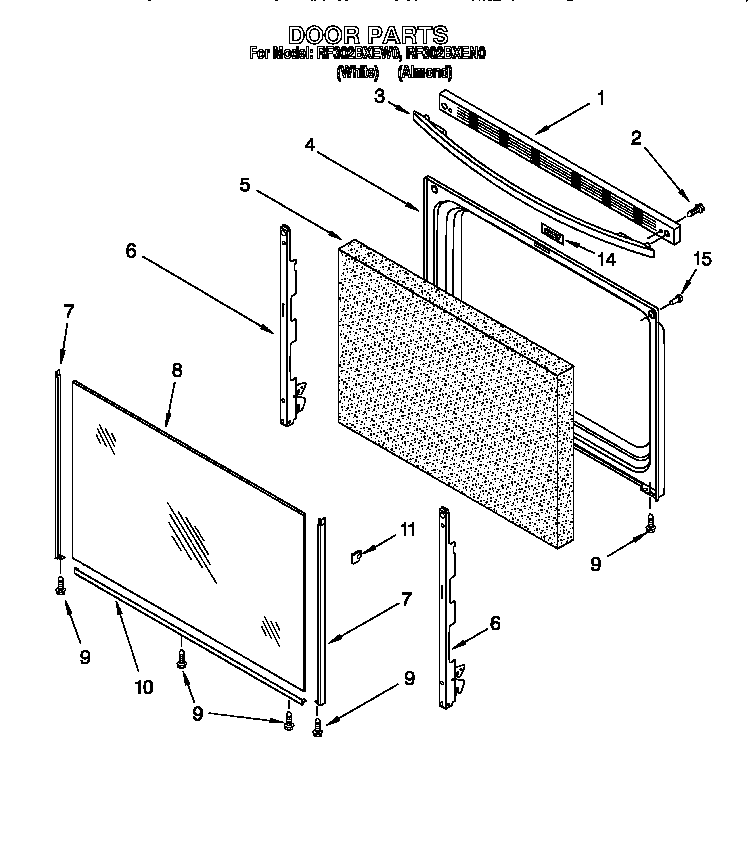 Whirlpool RF302BXEW0 door diagram