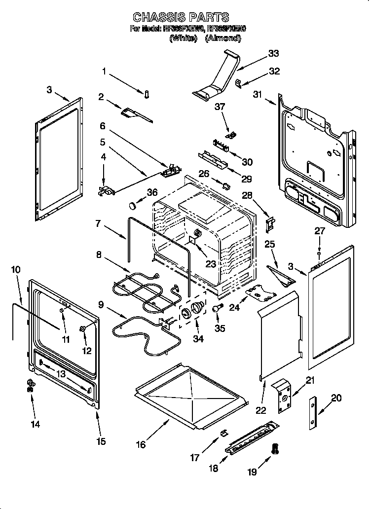 Whirlpool RF386PXEN0 chassis diagram