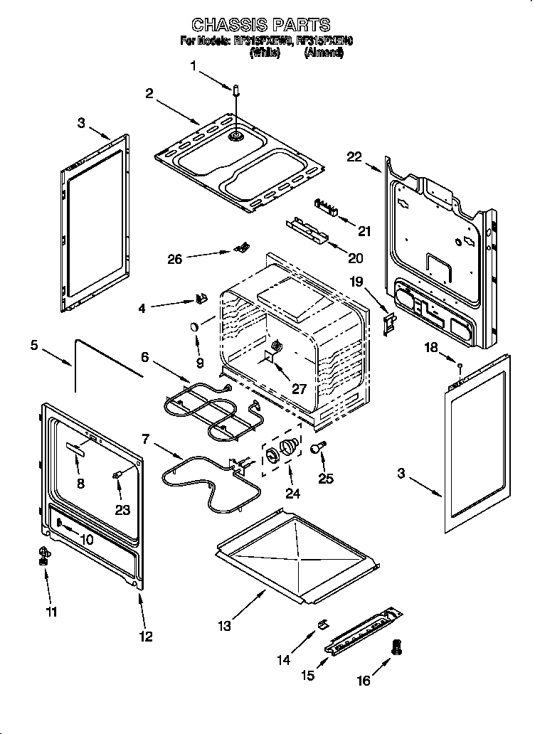 Whirlpool RF315PXEW0 chassis diagram