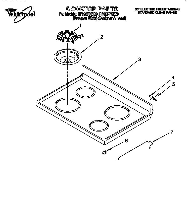 Whirlpool RF325PXEQ0 cooktop diagram