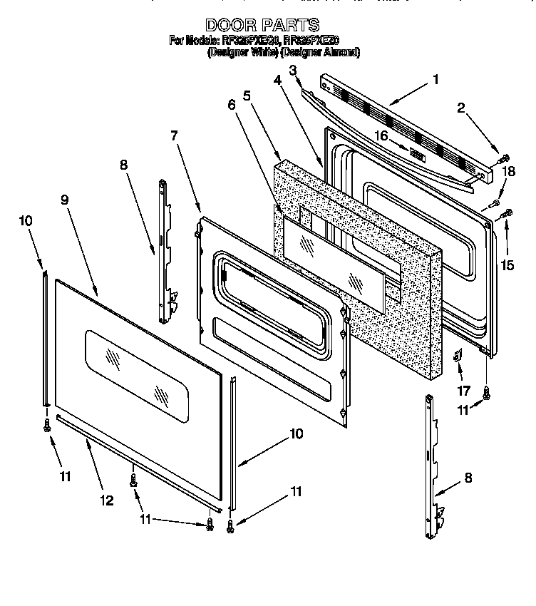 Whirlpool RF325PXEQ0 door diagram