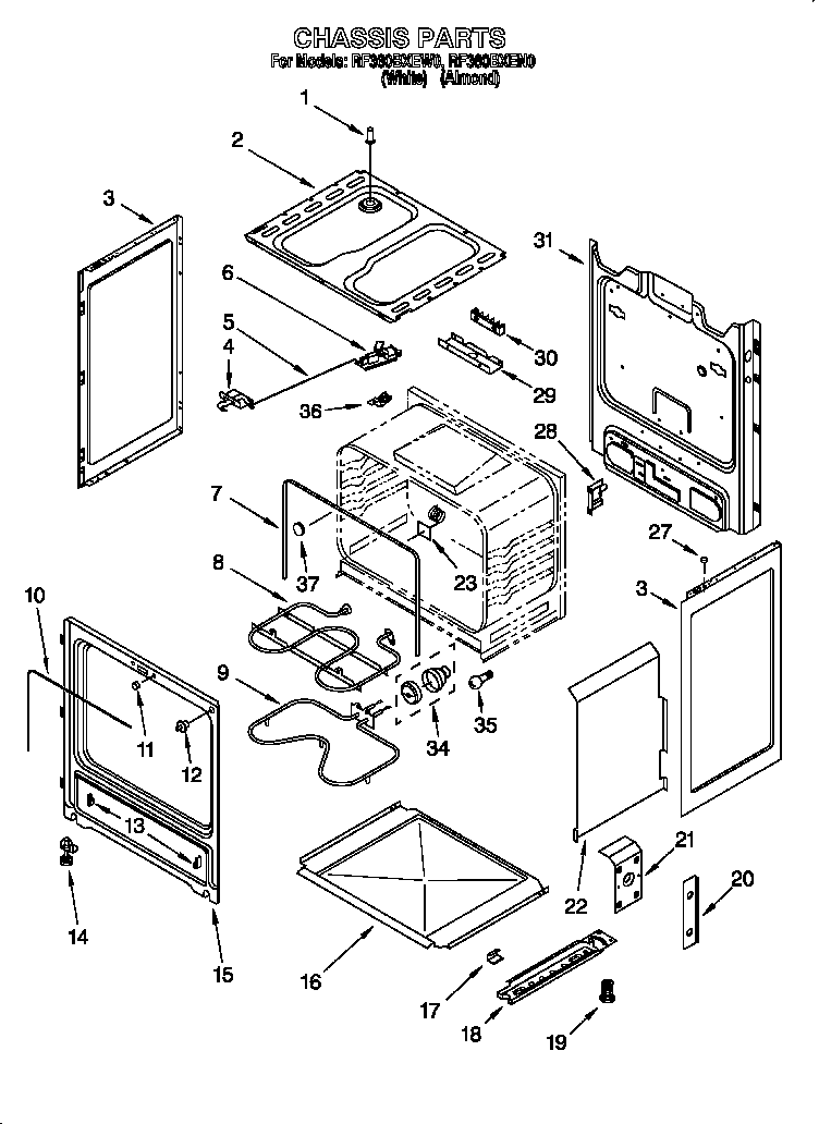 Whirlpool RF360BXEN0 chassis diagram