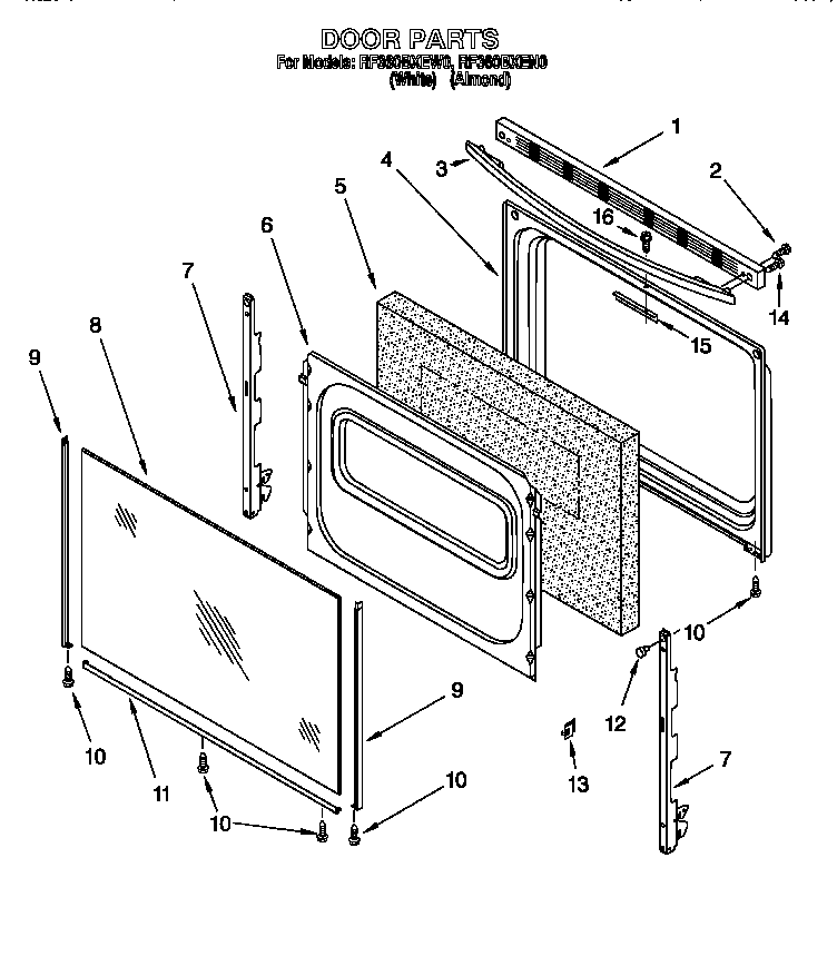 Whirlpool RF360BXEN0 door diagram