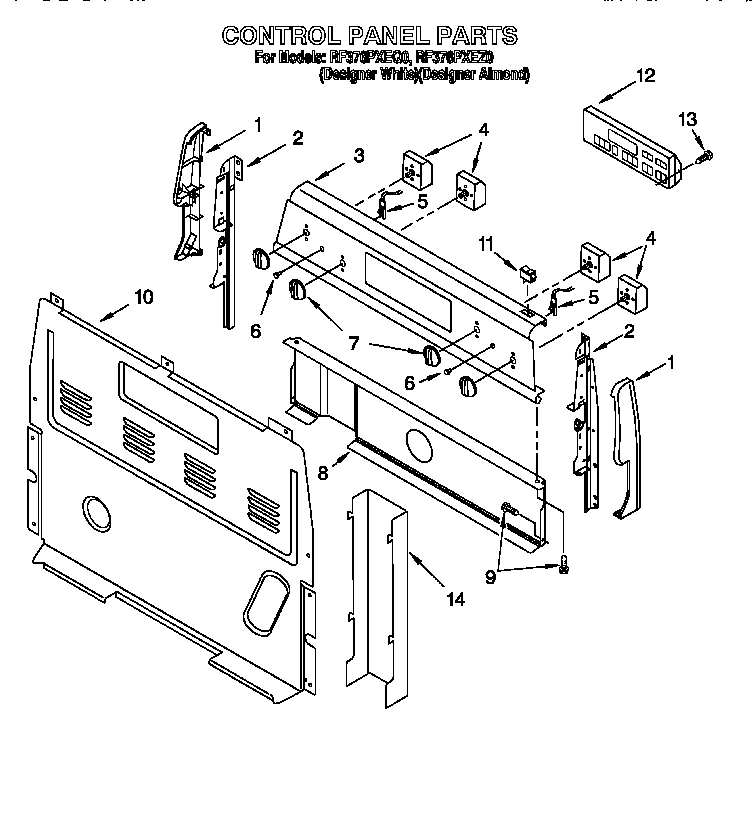 Whirlpool RF376PXEQ0 control panel diagram