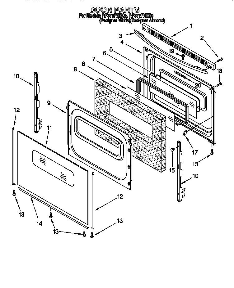 Whirlpool RF376PXEQ0 door diagram