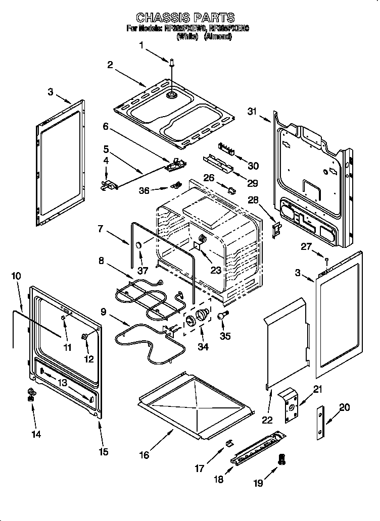 Whirlpool RF385PXEW0 chassis diagram