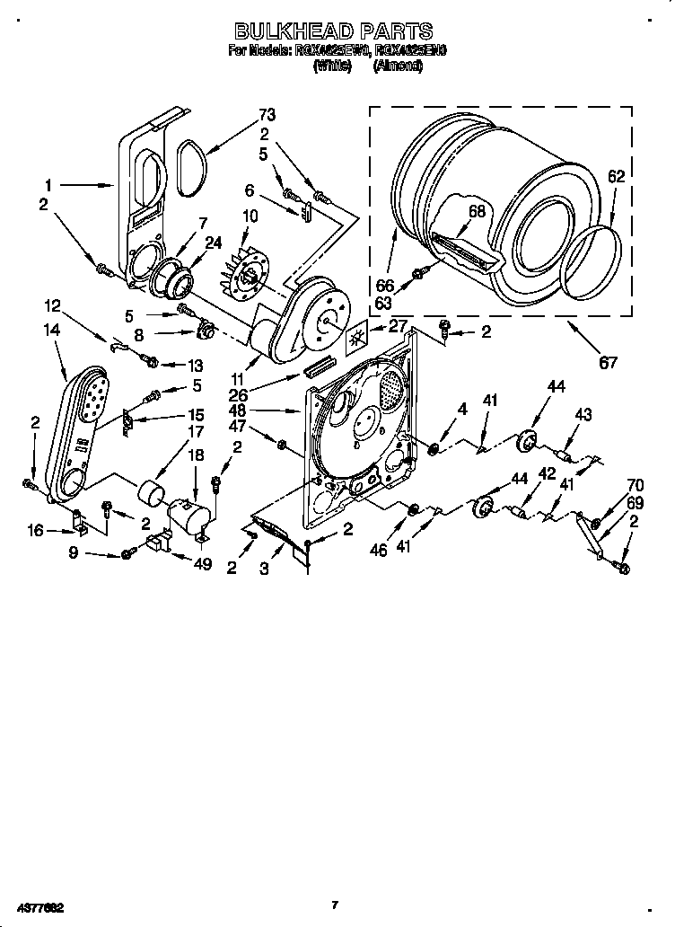 Roper RGX4625EW0 bulkhead diagram