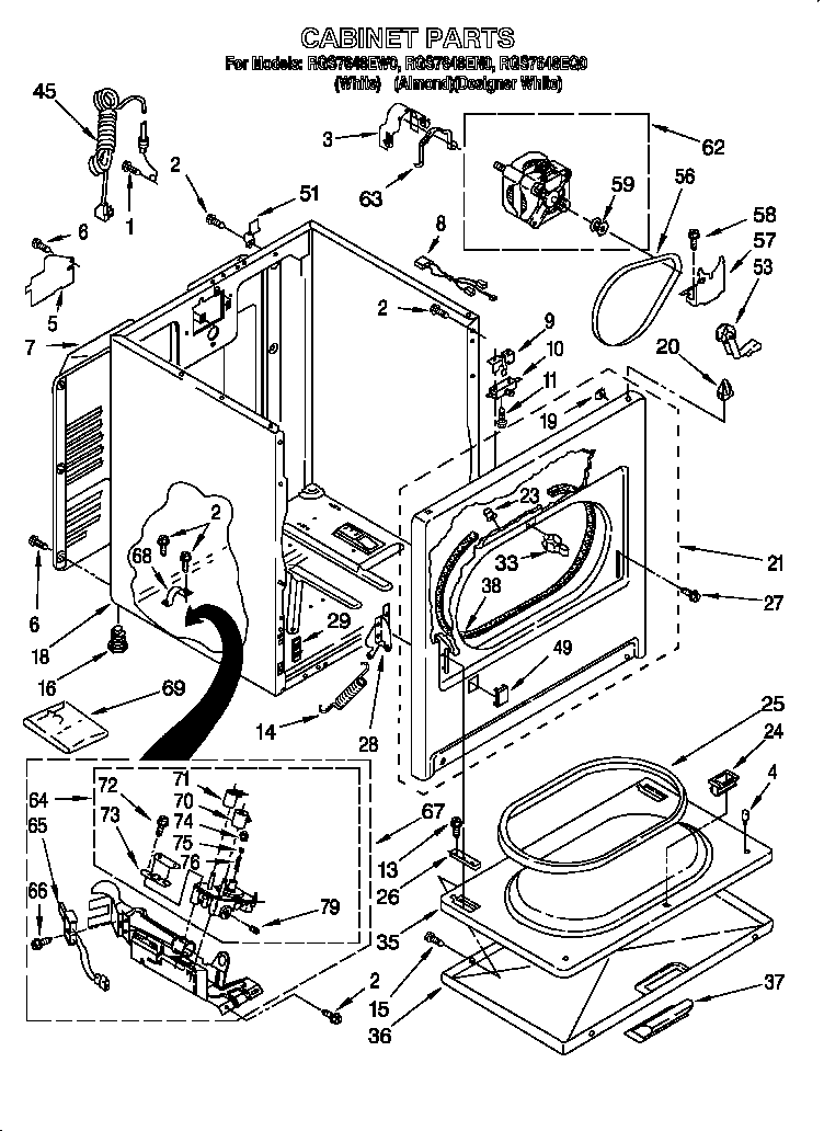 Roper RGS7648EN0 cabinet diagram