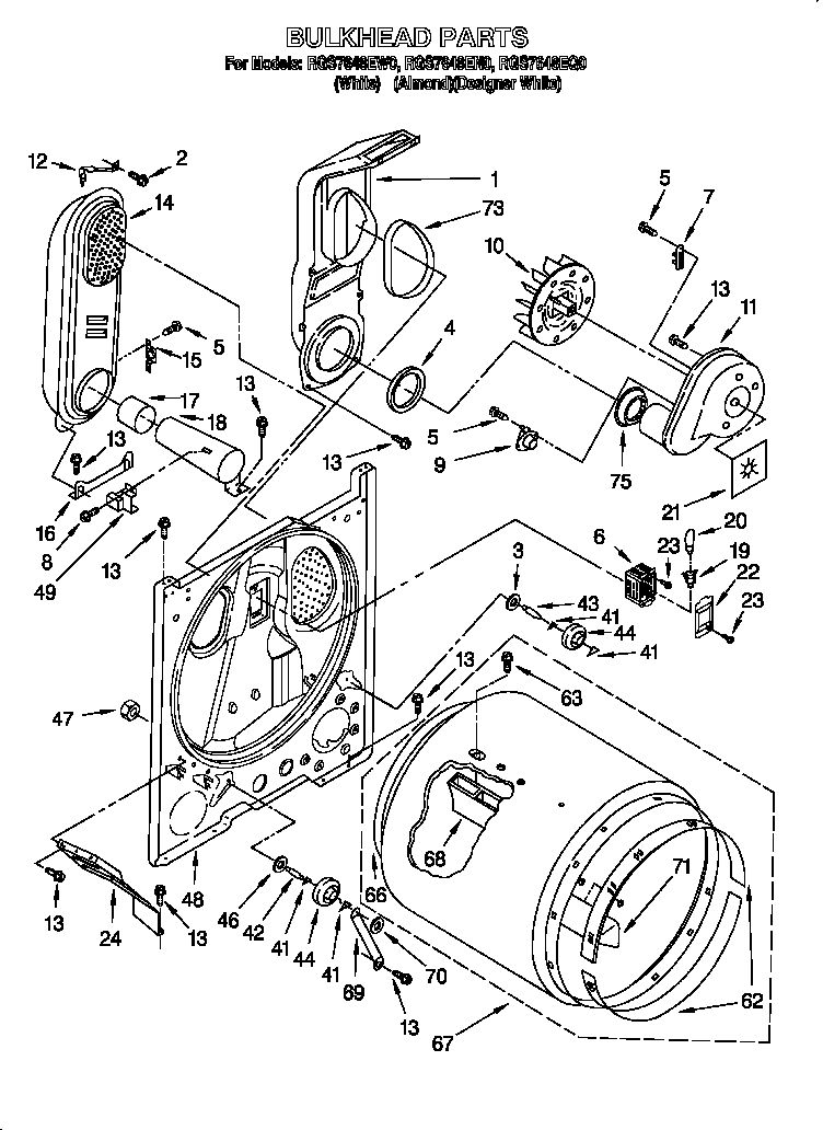 Roper RGS7648EN0 bulkhead diagram