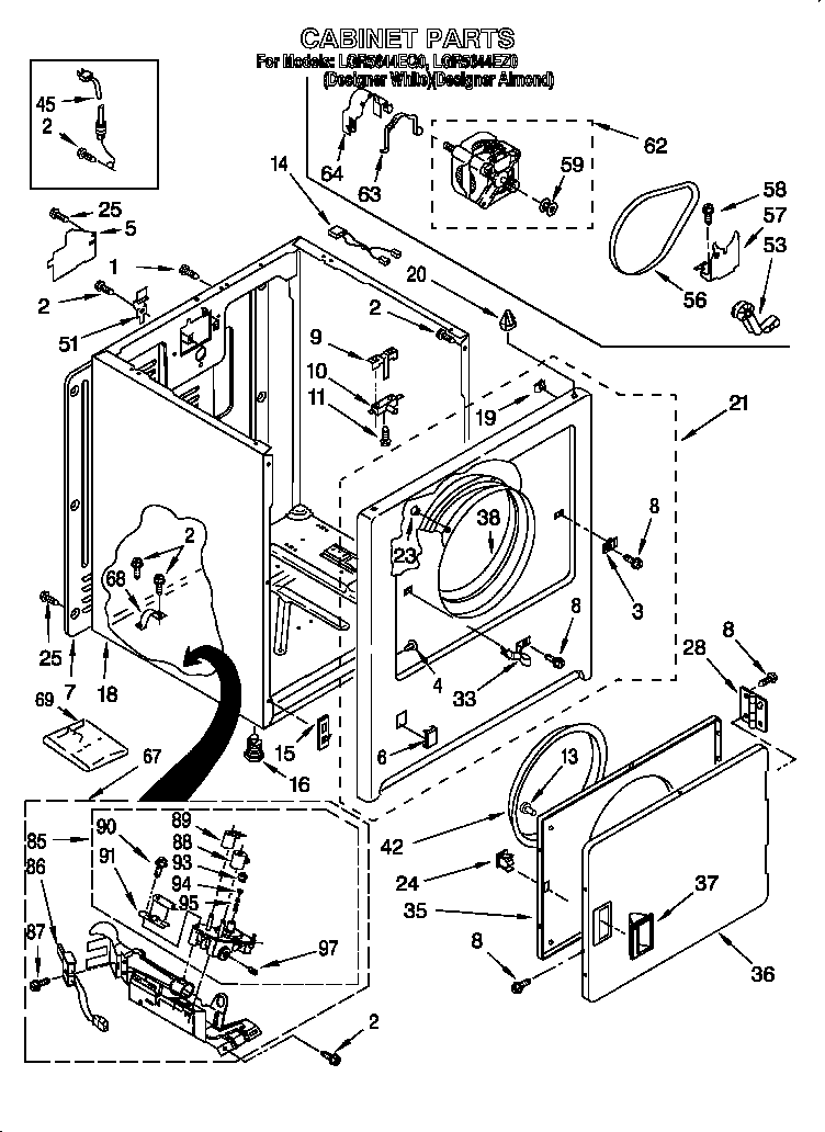 Whirlpool LGR5644EZ0 cabinet diagram