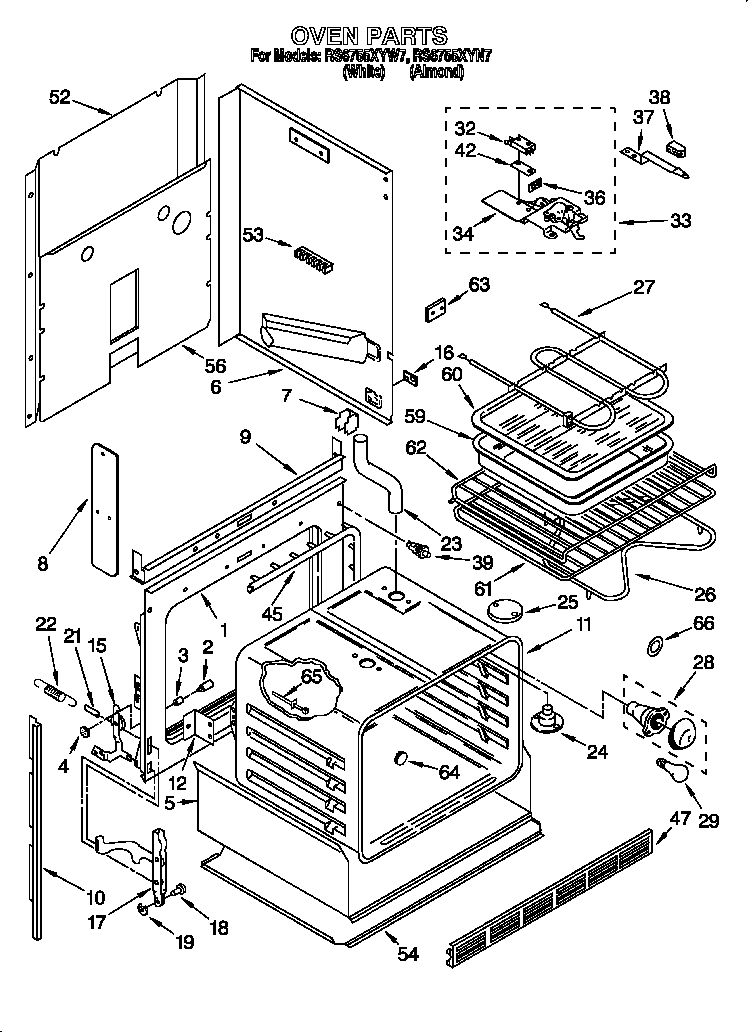 Whirlpool RS6755XYW7 oven diagram