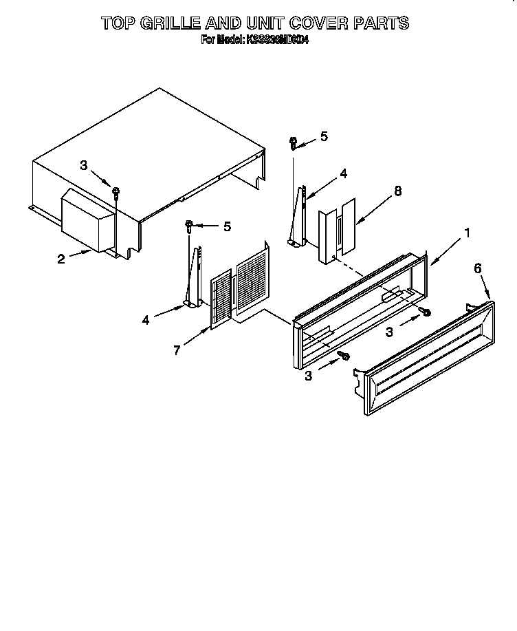 KitchenAid KSSS36MDX04 top grille and unit cover diagram