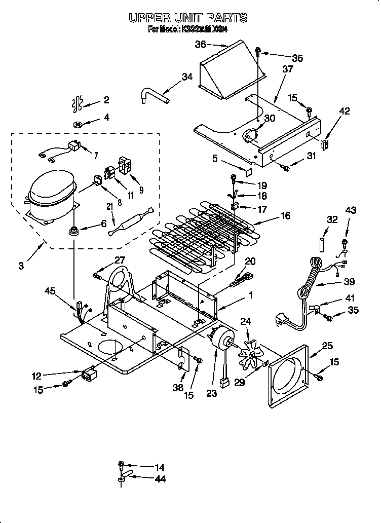 KitchenAid KSSS36MDX04 upper unit diagram