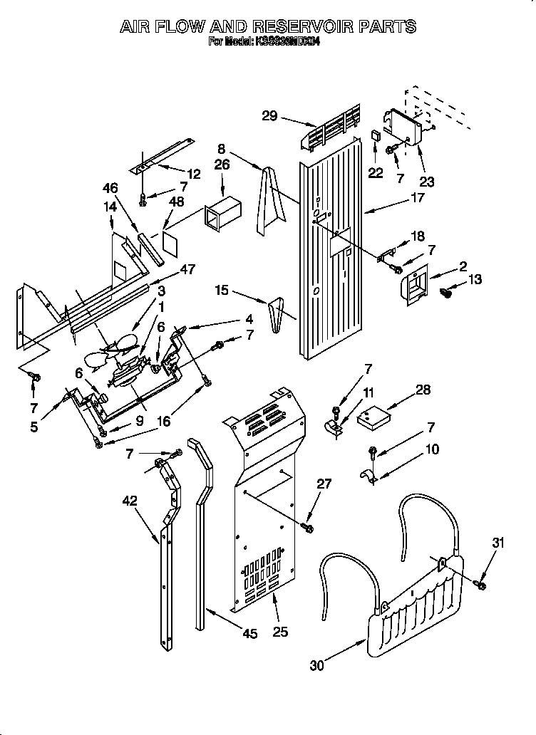 KitchenAid KSSS36MDX04 air flow and reservoir diagram