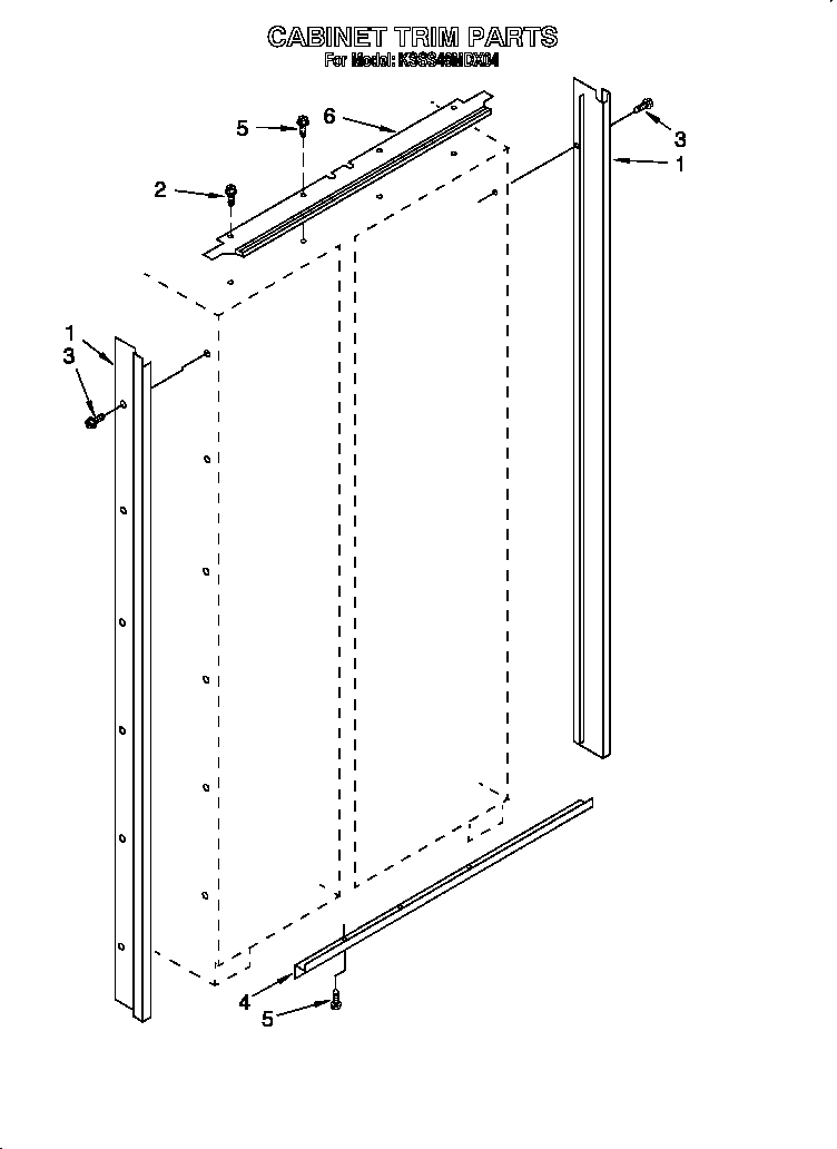 KitchenAid KSSS48MDX04 cabinet trim diagram