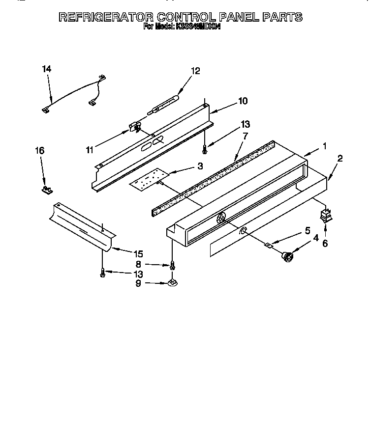 KitchenAid KSSS48MDX04 refrigerator control panel diagram