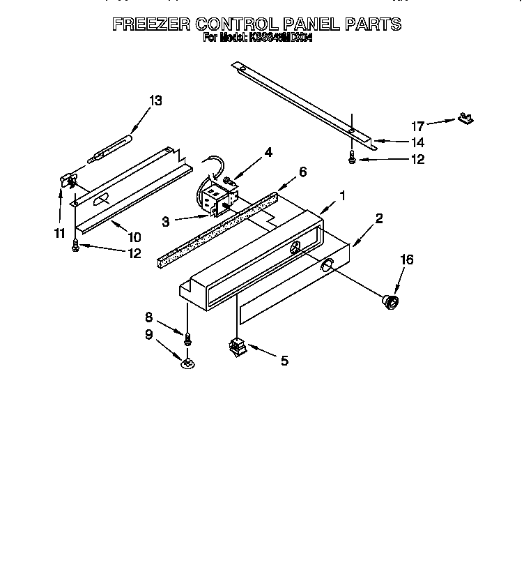 KitchenAid KSSS48MDX04 freezer control panel diagram