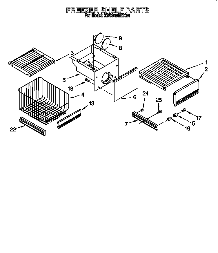 KitchenAid KSSS48MDX04 freezer shelf diagram