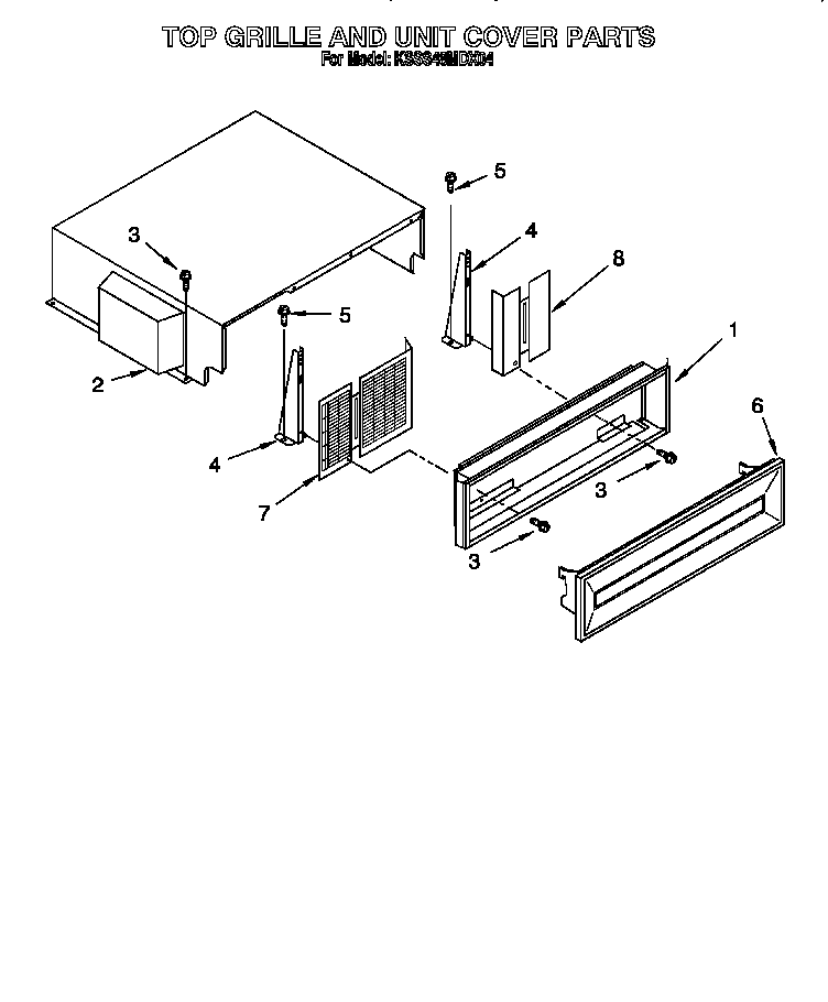 KitchenAid KSSS48MDX04 top grille and unit cover diagram