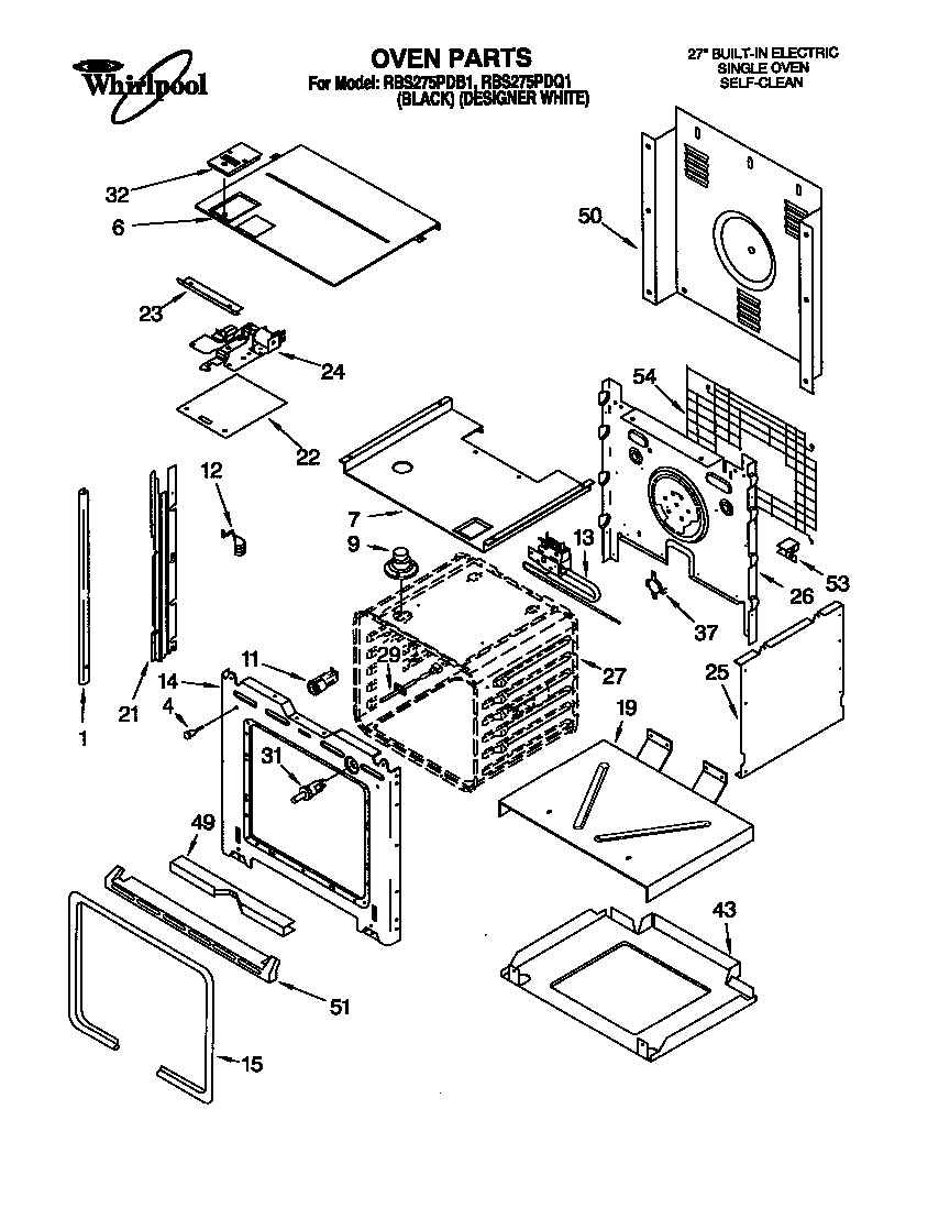 Whirlpool RBS275PDQ1 oven diagram