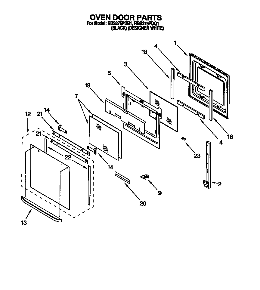 Whirlpool RBS275PDQ1 oven door diagram