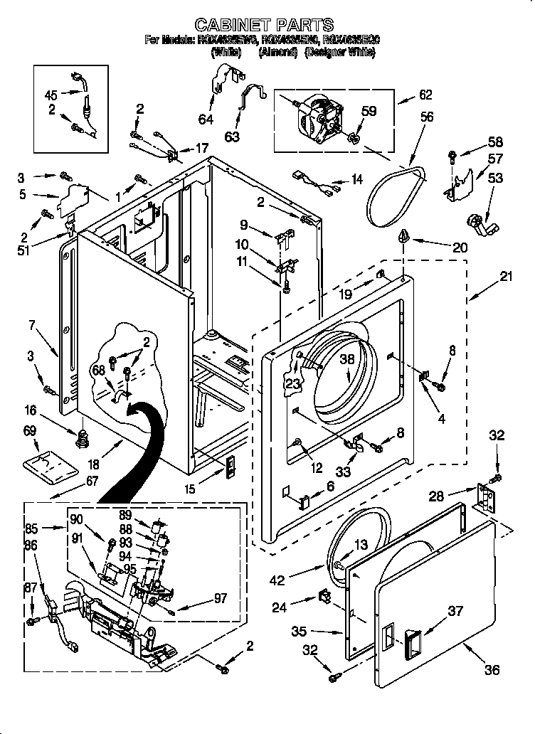 Roper RGX4635EN0 cabinet diagram