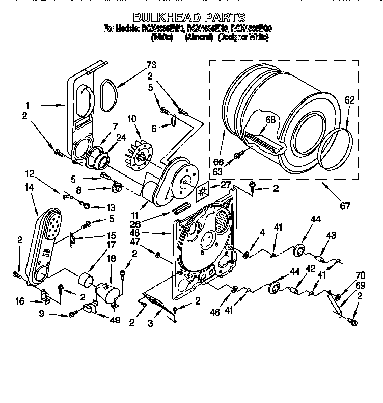 Roper RGX4635EN0 bulkhead diagram