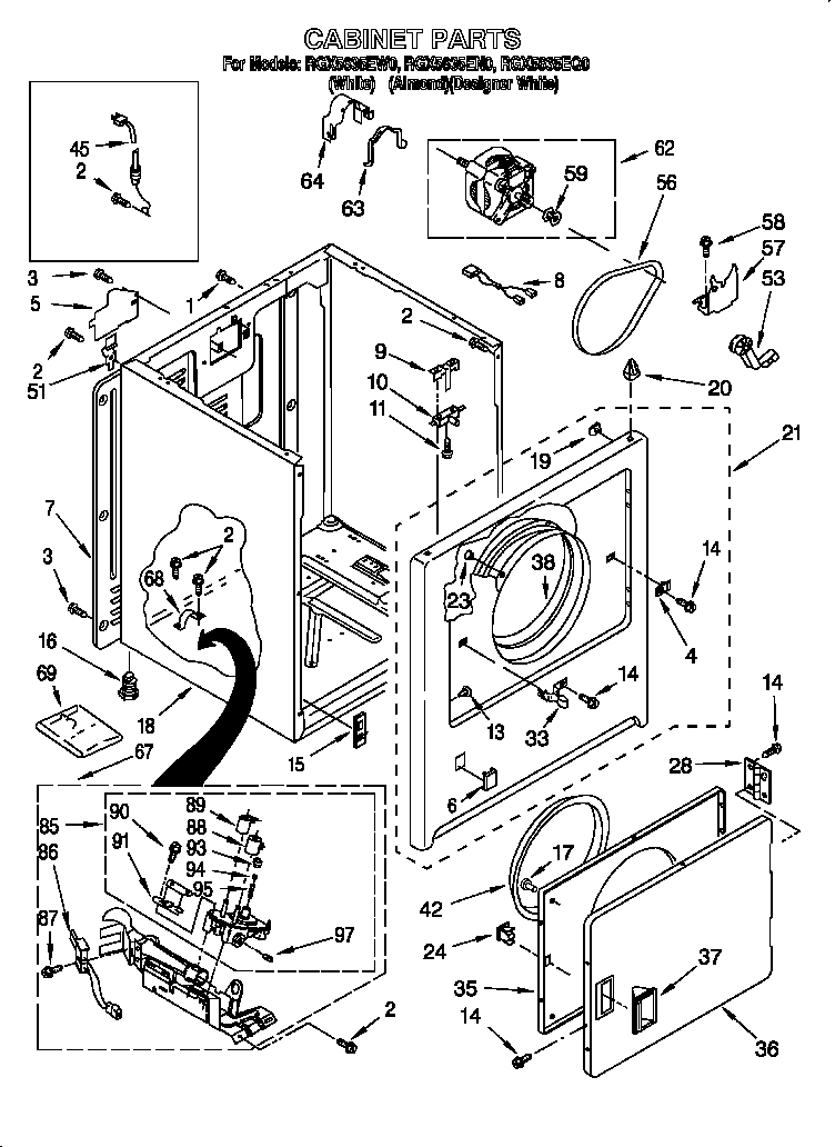 Roper RGX5635EN0 cabinet diagram