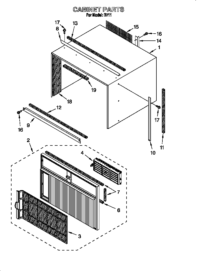 Whirlpool B711 cabinet diagram
