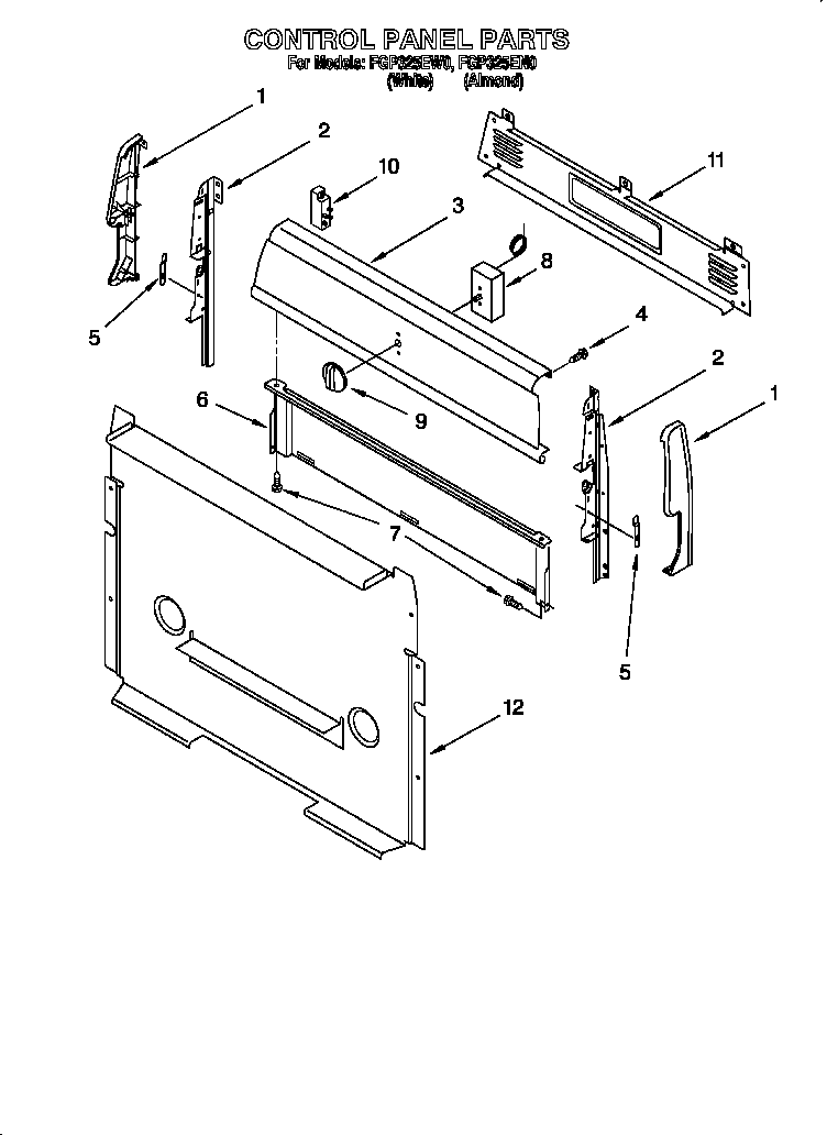 Roper FGP325EN0 control panel diagram