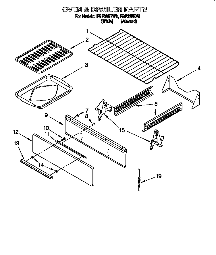 Roper FGP325EN0 oven and broiler diagram