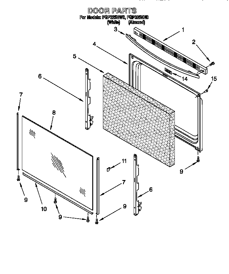 Roper FGP325EN0 door diagram