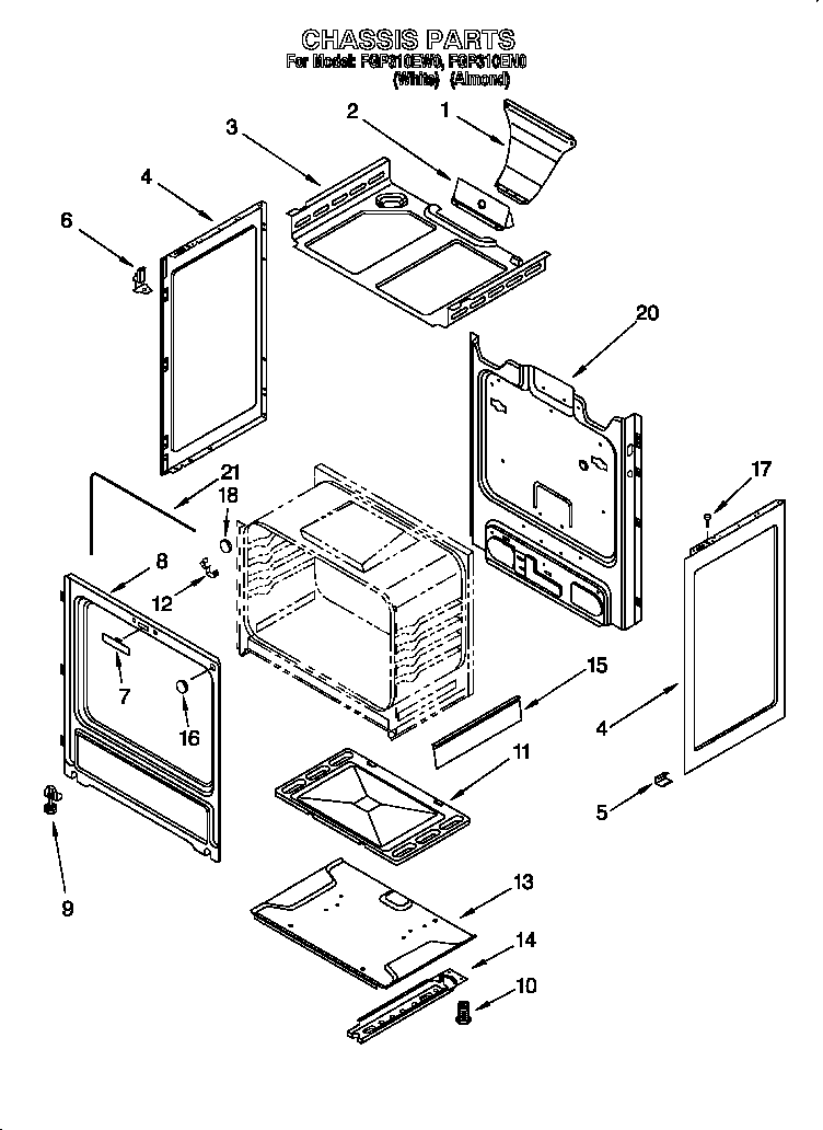 Roper FGP310EW0 chassis diagram
