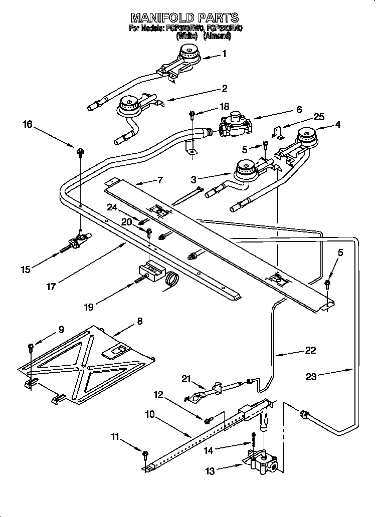 Whirlpool FGP320EW0 manifold diagram