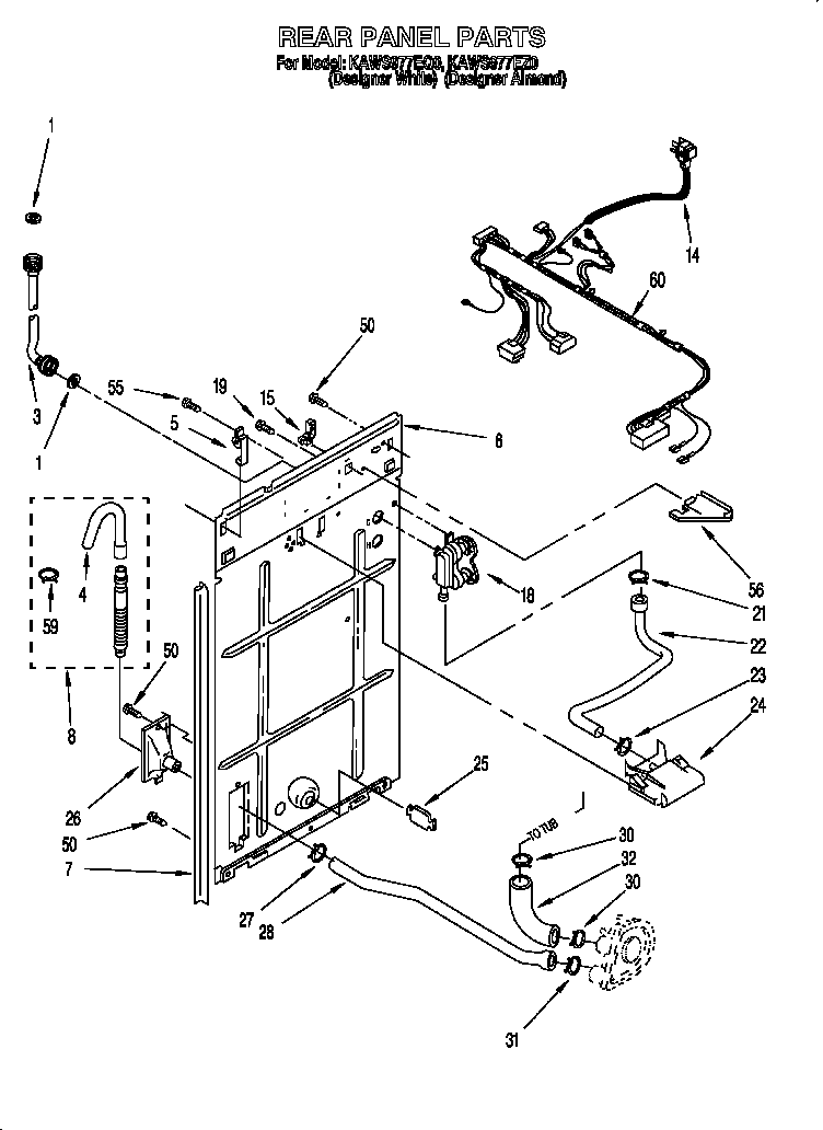KitchenAid KAWS977EZ0 rear panel diagram