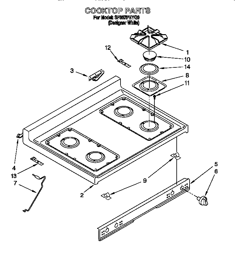 Whirlpool SF367PEYQ9 cooktop diagram