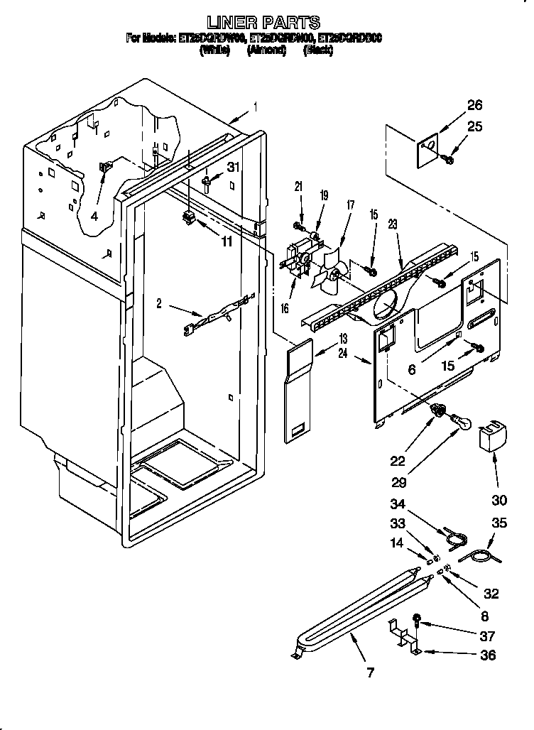 Whirlpool ET25DQRDN00 liner diagram