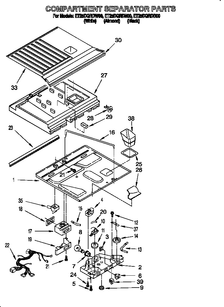 Whirlpool ET25DQRDN00 compartment separator diagram