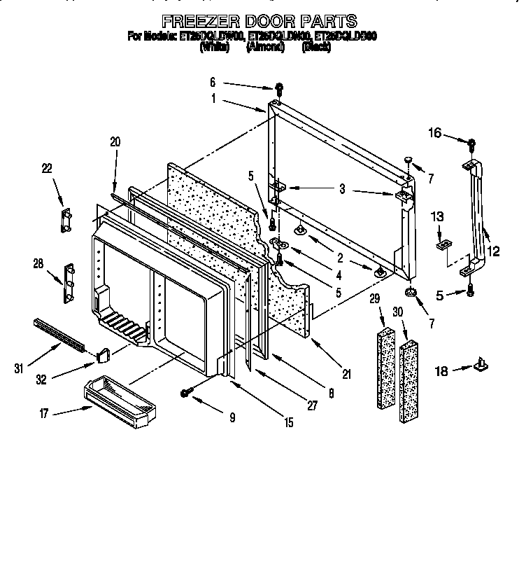 Whirlpool ET25DQLDN00 freezer door diagram