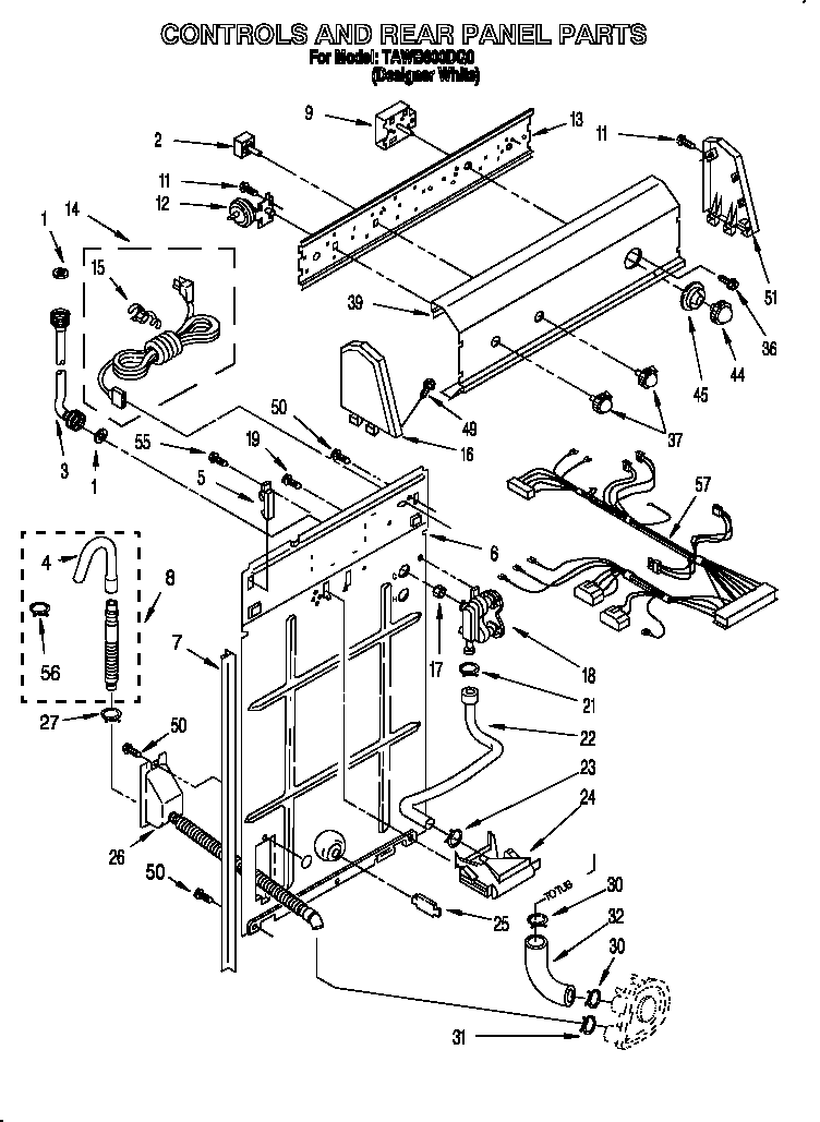Estate TAWB600DQ0 controls and rear panel diagram