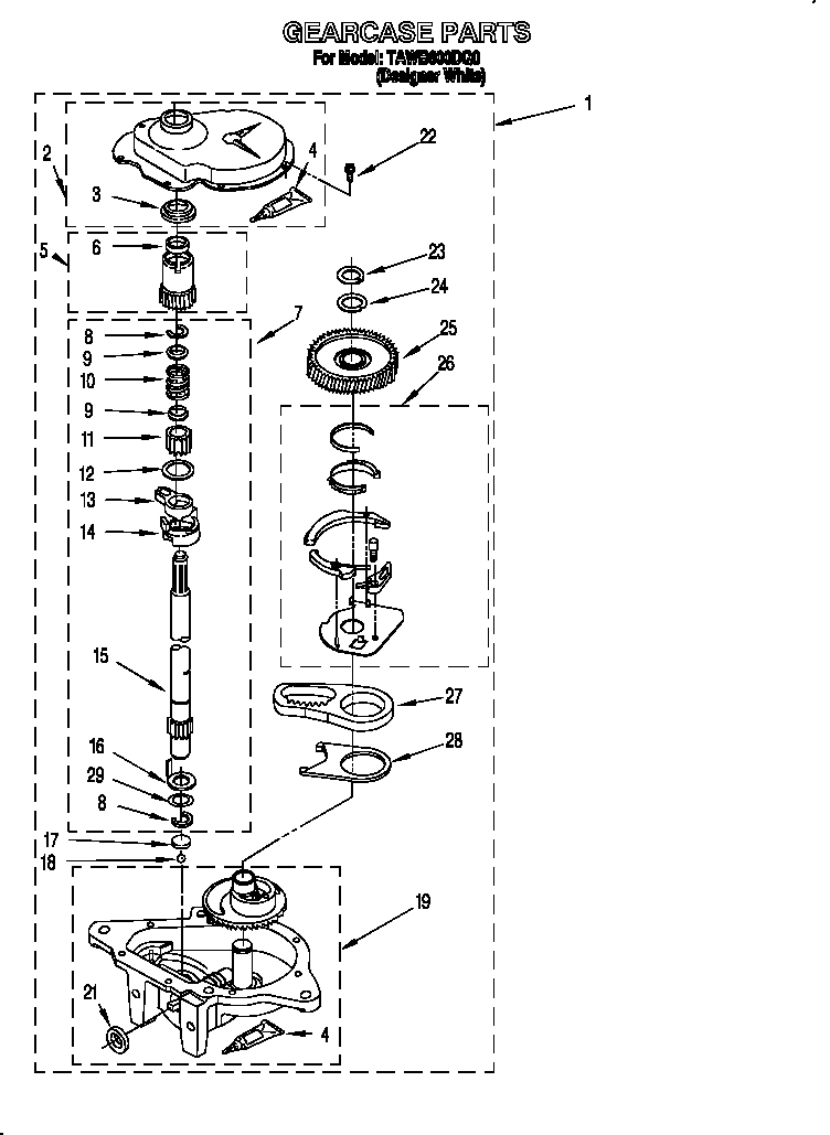 Estate TAWB600DQ0 gearcase diagram